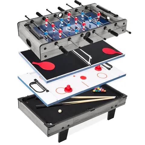 Best Choice Products 4-in-1 Multi Game Table, Childrens Arcade Set w/ Pool Billiards, Air Hockey, Foosball
