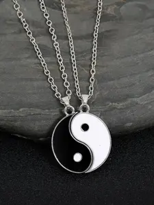 Couple Yin Yang Design Pendant Necklace and Bracelet Set, Fashion Jewelry for Parties and Daily Wear, Versatile Trendy Accessory Gift