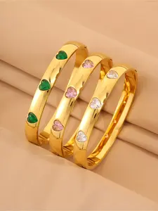 1 elegant, classic and fashionable 304 stainless steel bracelet with heart-shaped diamond design, fashionable Elegant Bangle bracelet accessory, suitable for perfect gifts (birthdays, anniversaries, parties)
