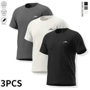 3-piece set of men’s quick-dry, breathable sports T-shirts—ideal for fitness training, gym workouts, and casual wear; moisture-wicking, anti-pilling crew-neck short-sleeve T-shirts.