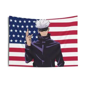 Gojo Satoru American Flag, Trendy Room Tapestry, Anime Tapestries