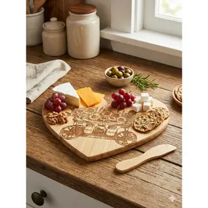 Engraved Bamboo Cheese Board with Cheese Knife