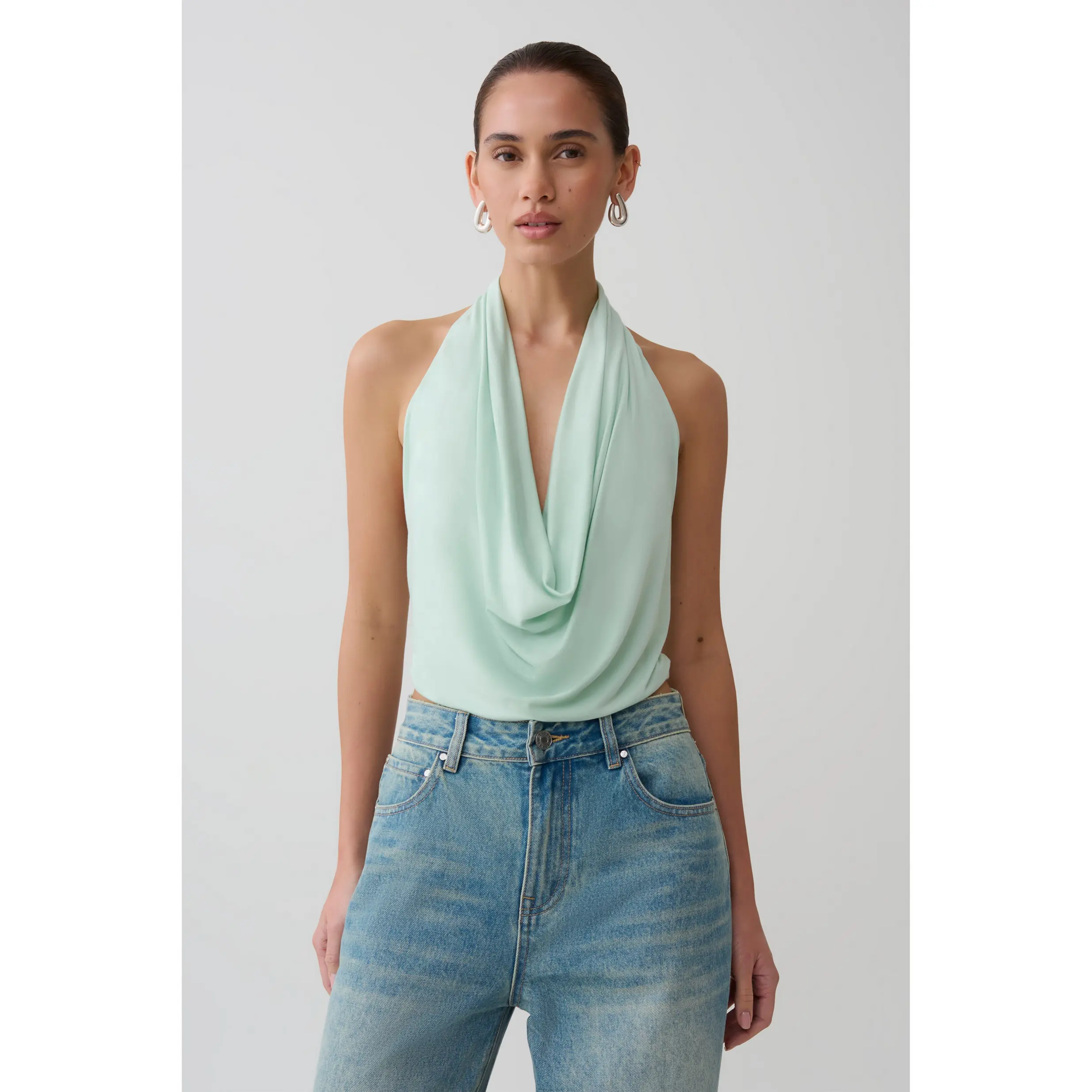 Huyen Cowl Front Modal Top - Mint