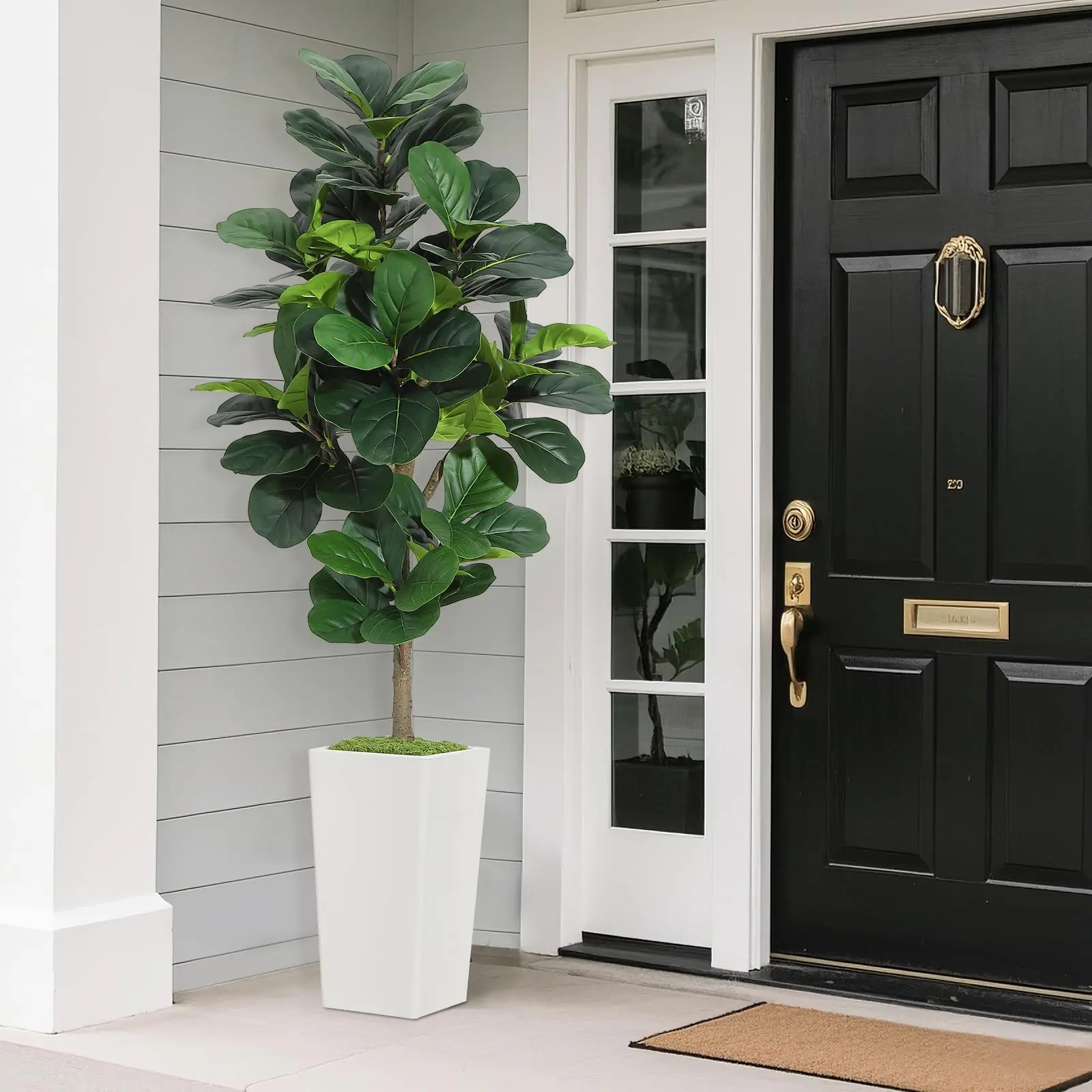 GARVEE 5FT Fiddle Leaf Fig Tree Artificial with Realistic Silk Leaves and Bendable Boughs, Modern Planter Included, Ideal for Home Decor, Office, Living Room, and Bedroom Enhancements