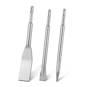 【Summervibes】VEVOR SDS Plus Chisel Set, 3 pcs SDS Plus Rotary Hammer Drill Attachments, Includes Point, Flat, & Angled Spade Chisels, Heat Treated 40Cr Alloy Steel, Sharp Edge for Demolition, Concrete and Brick