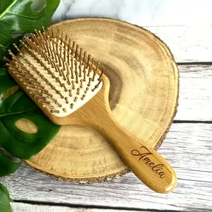 Personalized Bamboo Hair Brush Wooden Paddle Hair Brush Mother Day Gift Grandma gift Girl Bridesmaid Gift Mom Natural Gift Hairbrush Kid gift