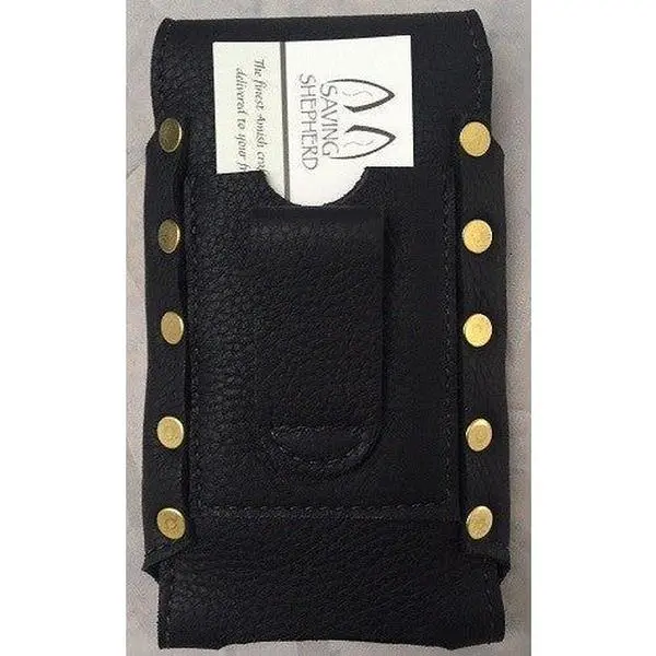 HANDMADE LEATHER PHONE CASE & WALLET Large Belt Holster Sleeve iPhone6+ etc in BLACK