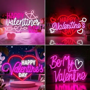 Happy Valentine's Day Neon Sign, USB Powered LED Neon Light, Decorative Light for Party,Wedding, Home, Ceremony, Valentines Day Decor, Cute Valentines Decorations Gifts for Couple Lover