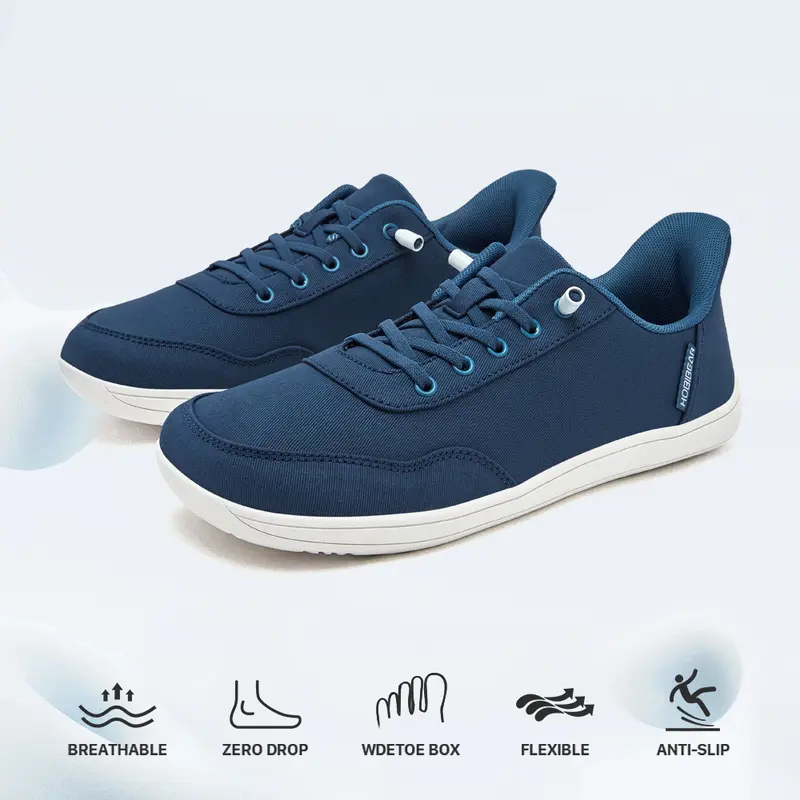 HOBIBEAR Women's Casual Low Top Hands-Free Slip-On Canvas Shoes for Women - Wide Square Toe Box, Breathable Minimalist Barefoot Fit, Flat Rubber Sole, Foam-Cushioned Step, Impact-Dispersing 0-Drop Footwear, Cloth Upper, All-Seasons Walking Shoes