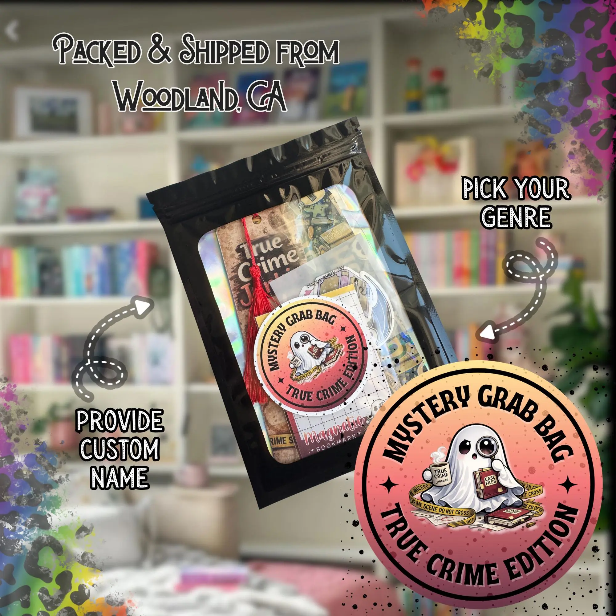 True Crime Grab Bag, Crime Bookish Gift Set, Crime Junkie Bookmarks & Stickers, Mystery Reader Bundle, Dark Suspenseful Book Lover Gift