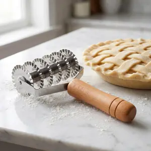 1 Pack Stainless Steel 6 Wheel Pasta Cutter, Rolling Pizza Dough Slicer with Noodle Cutting Tool, Multipurpose Rolling Cutter for Kitchen Food Cutting and Pastry Making, Pasta Making Tools