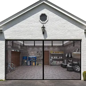 Single Car Garage Magnetic Screen Door, Fiberglass Mesh, Weighted Bottom, Auto Closure, Bug & Animal Proof, Tool-Free Assembly