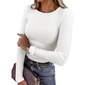 ANRABESS Women Long Sleeve Shirts Rib Knit Slim Fit Tops Basic Tee 2025 Fall Outfits Casual T-Shirt Underscrubs Layer Clothes