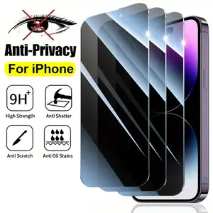 Privacy Screen Protector Tempered Glass for iPhone 16/15/14 & Samsung S24 Series, 9H Hardness, Anti-Spy, Anti-Fingerprint, Anti Scratch, Military-Grade Shatterproof Protection Phone Accessories shockproof screen protector full-screen coverage