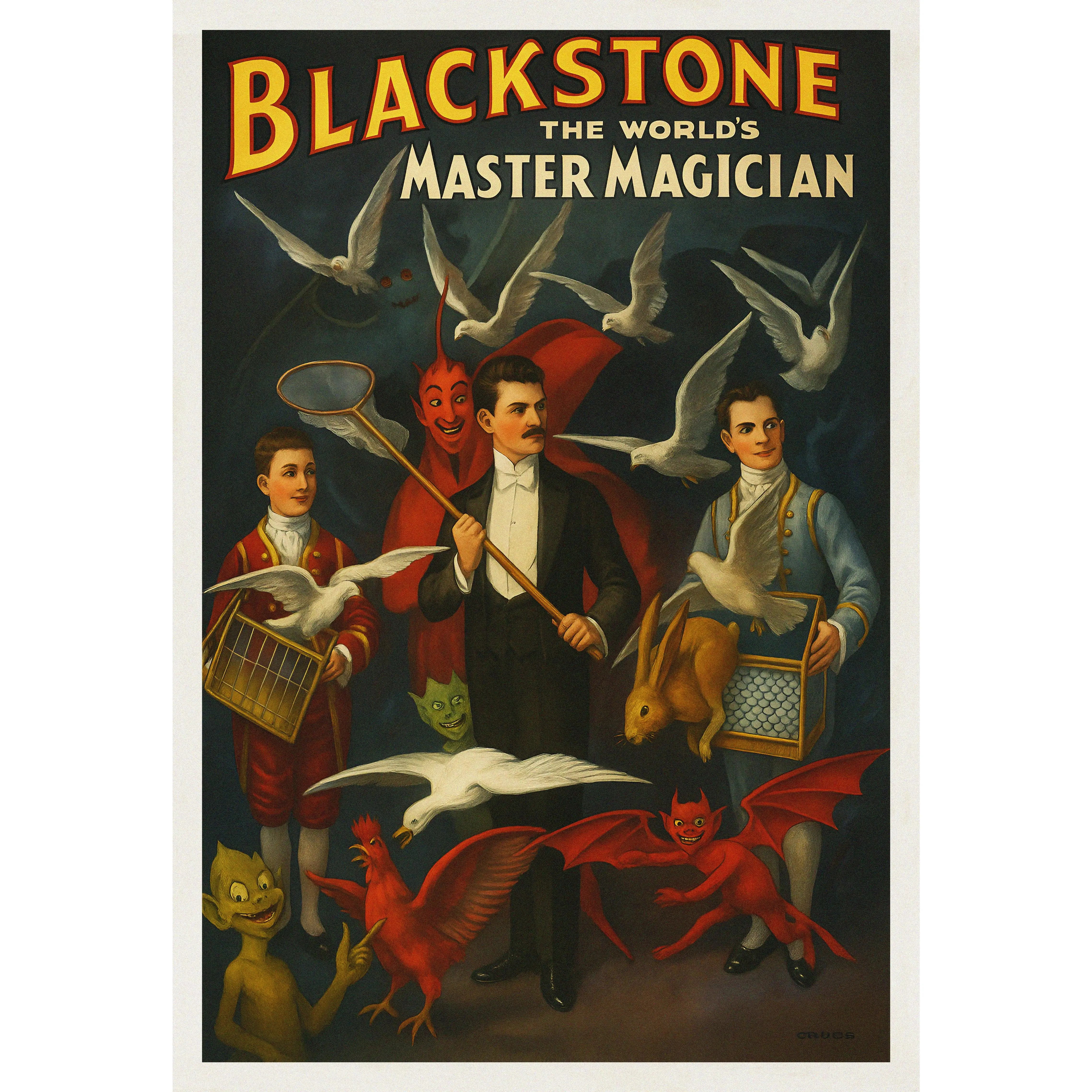 Harry Blackstone The World’s Master Magician – Vintage Magic Poster Reproduction | Illusion Art & Classic Magician Print