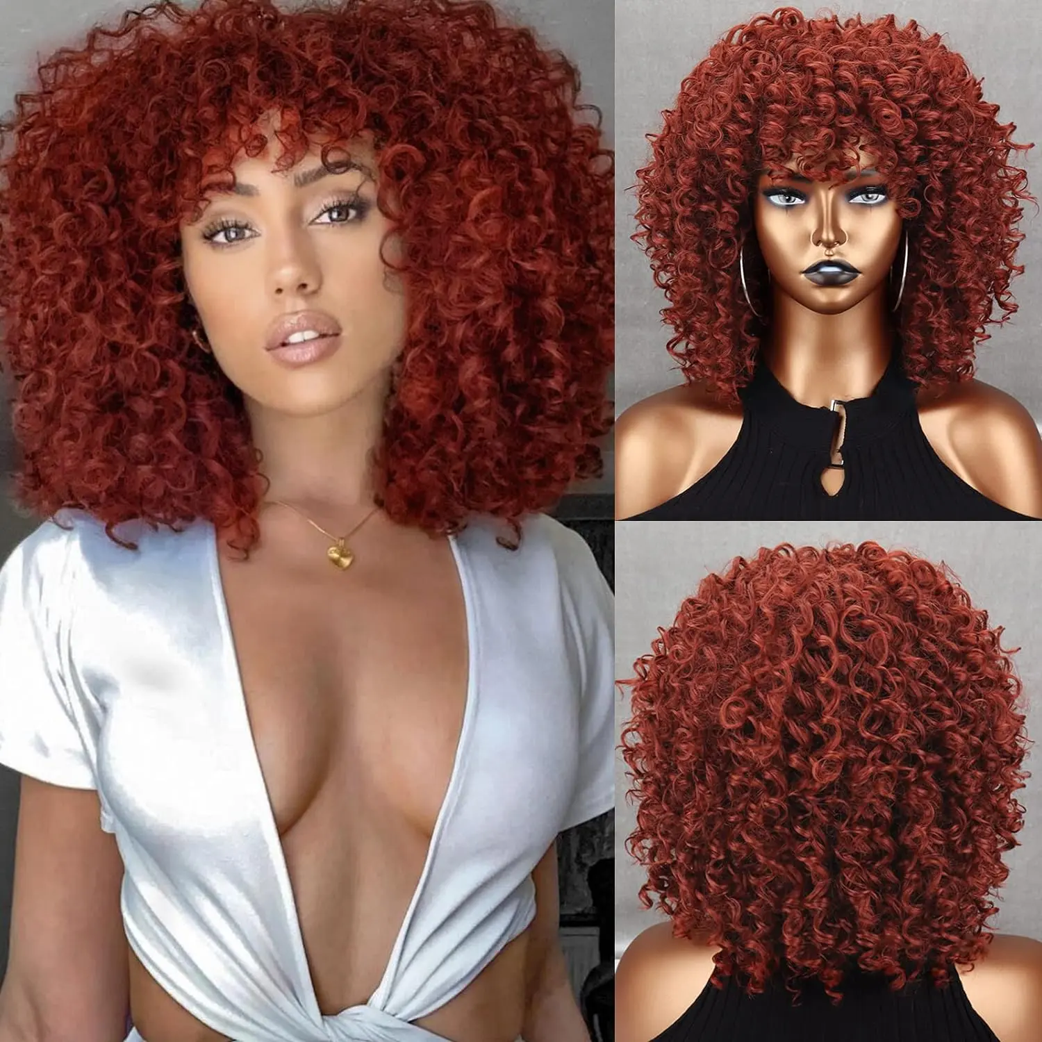 Xinran Synthetic curly wigs for women, African wigs for women in the 70s, African curly wigs are naturally fluffy for everyday role play
