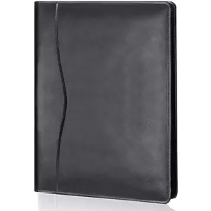 Leather Portfolio Padfolio Business Organizer Document Planner Binder with Storage Pocket for Legal Pad Paperwork Phone for Men Women Black