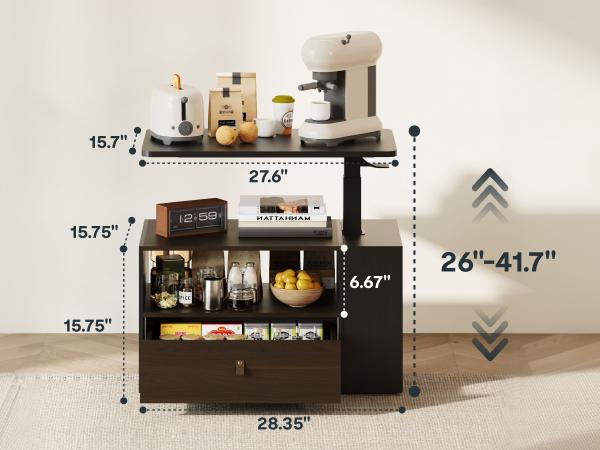 FLEXISPOT H7 All-in-One Mobile End Table, Smooth Gas Spring Height Adjustable Bedside Desk with Storage Drawer, Rolling Laptop Stand for Couch Sofa, Space-Saving Storage Cabinet
