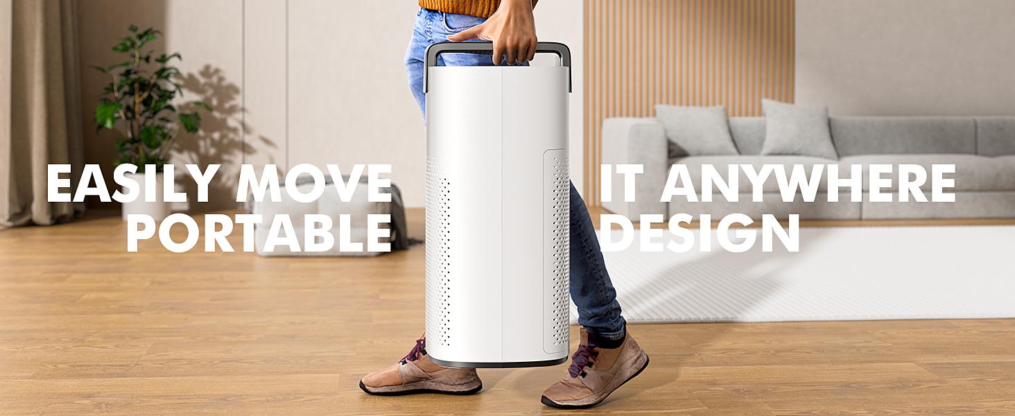 MORENTO 7566 Handheld Design Large Air Purifier with PM 2.5 Sensor, Real-time Air Quality Detection, Bluetooth Remote Control, HEPA Filtration and
