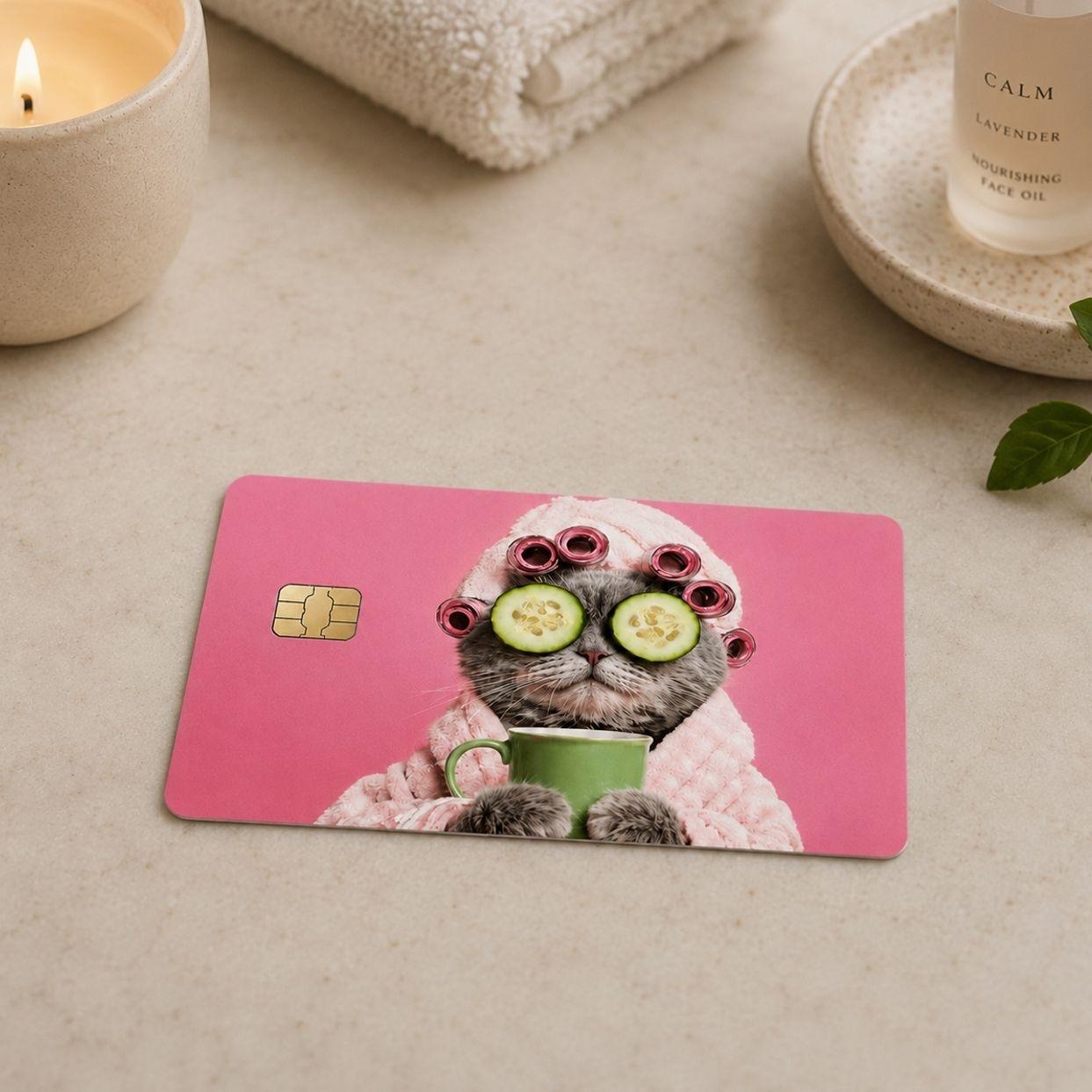 Spa Cat Credit Card Skin, Animal Card, Bank Card Cover, Funny Wallet Card Decal Gift for Cat Lovers – NIDIVAN