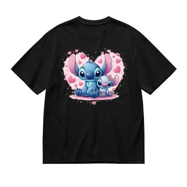 Disney Lilo & Stitch Short Sleeve Crew Neck T-Shirt Cute Stitch Graphic Print Casual Summer Tee Top Gift for Kids Teens Women Disney Fans