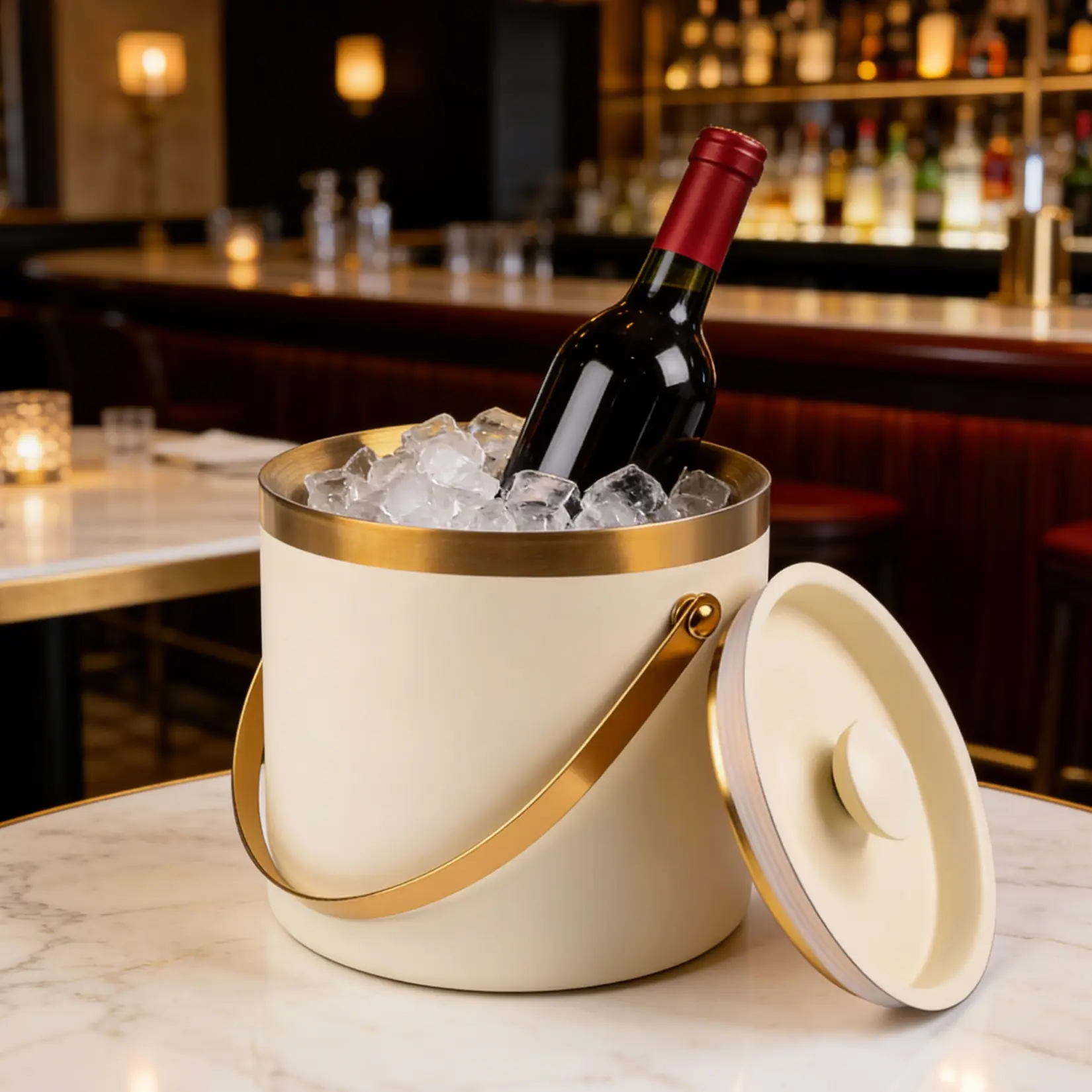 Ice Bucket, Insulated Beverage Tub 3L with Lid, 3 Layer Vacuum Stainless Steel Wine Chiller 7.5 x 7.1 In for Parties Picnics Bars