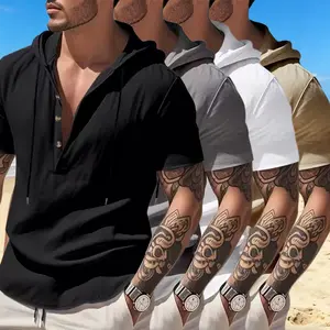 4-pack high-quality men’s short sleeves—stylish, breathable summer hooded Polo shirts suitable for high-end business casual wear and comfortable tennis training., Menswear, Sports