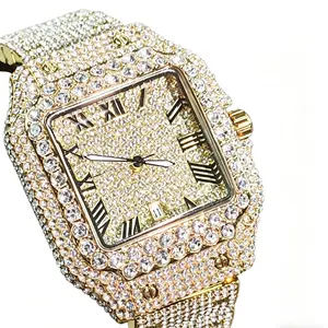 A fashionable square-shaped watch made of natural gemstones and alloys, with adjustable features.