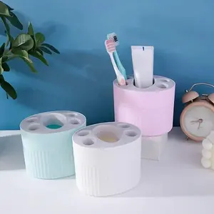 Home Toothbrush Holder, Plastic Toothbrush Storage Box, Multi-Functional Bathroom Toothpaste & Toothbrush Container, Bathroom Accessories, Organizer