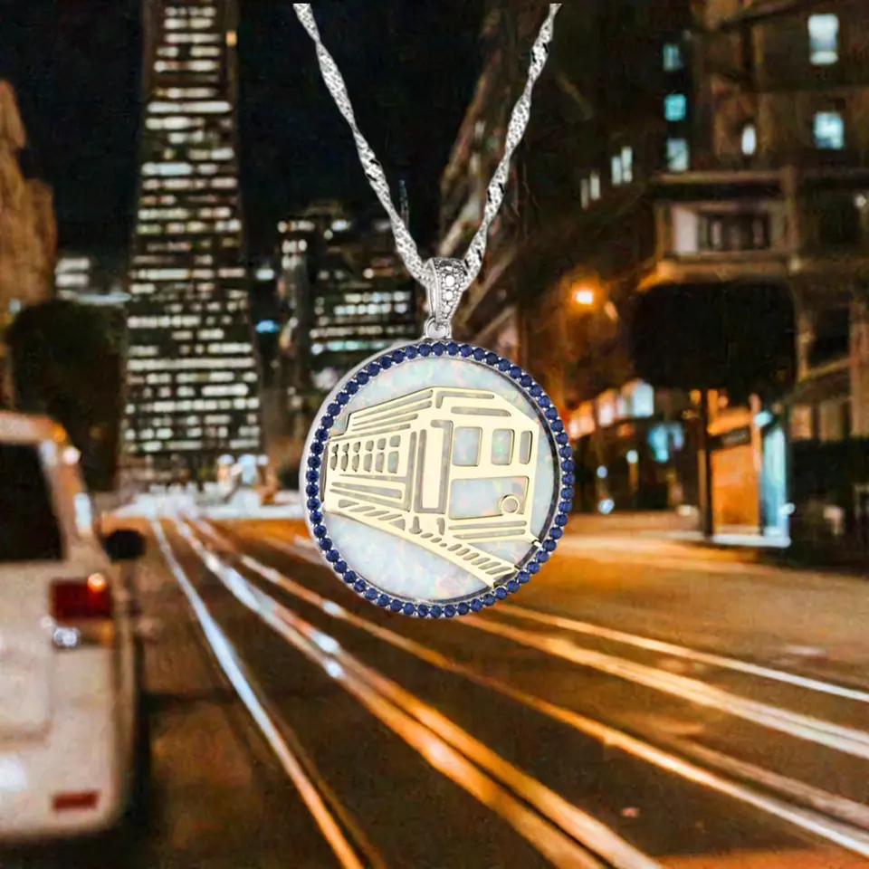 STERING SILVER SAN FRANCISCO STREET CAR NECKLACE CHARM & CHAIN