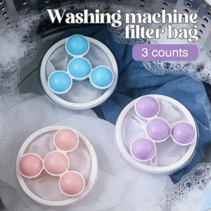 3 Counts Washing Machine Hair Filter Bag, Floating filter moves with water, Captures hair that rises to top, Innovative washing solution