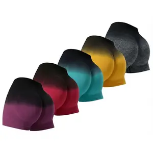 Women's Ombre Scrunch Butt High Waist Slimming Stretch Shorts for Gym Fitness Running Daily Wear