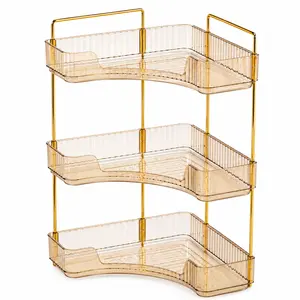 3-Tier Modern ABS Waterproof Bathroom Corner Counter Organizer, Multi-Trays Easy-to-Install Storage for Makeup, Home Supplies – Mother's Day Gift