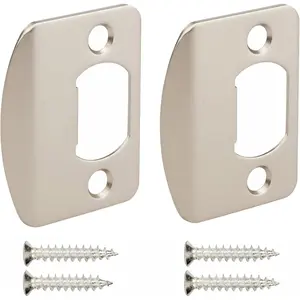 Universal Door Strike Plate 2-1/4 inch x 1-7/16 inch Round Corner - 2 Pack Satin Nickel