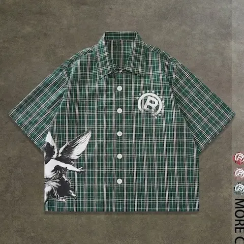 Men's Regular Fit Graphic Letter and Striped Print Short Sleeve Shirt, Casual Summer Streetwear, Casual Vintage Styles Retro Button-Down Top for Parties and Daily Wear, All-Season Button Up Tops