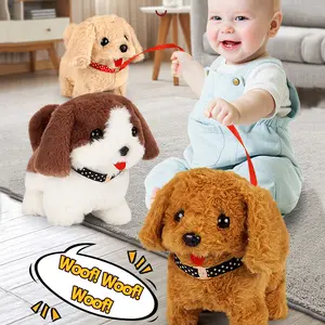 stuffed animal Electronic Walking and Barking Interactive Plush Golden Retriever Dog Toy  Puppy Dog with Remote Control Leash for Kids Toddler Gifts