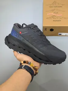 Dark Gray Collaborative Lightweight Trail Running Shoes, High-Breathability Mesh with Hollow Cushioned Midsole Design