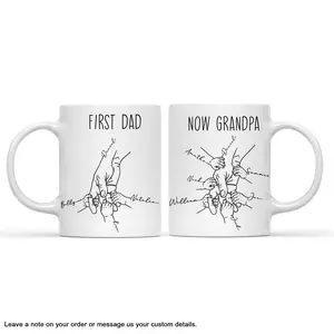 Personalized Grandpa Mug, First Dad Now Grandpa Design, Custom Names Family Mug, Thoughtful Gift for Grandpa