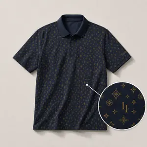Signature Luxe Polo — Navy Geometric