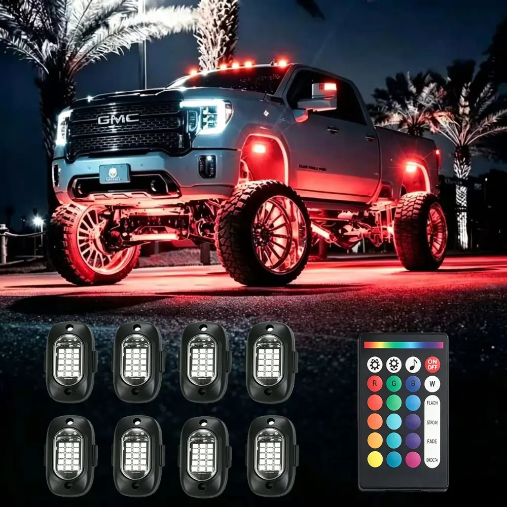 Yobis High-End RGB LED Car Underglow Lights - 4/6/8/10/12-Piece Bluetooth Ambient Decorative Lamp Set, Car Light Set for Jeep Wrangler, SUVs, Trucks, Led Lights Car