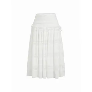 Cider Lace Mid Rise Bowknot Maxi Skirt