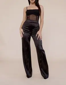 ZIARAH Satin Stretch High Waisted Pants
