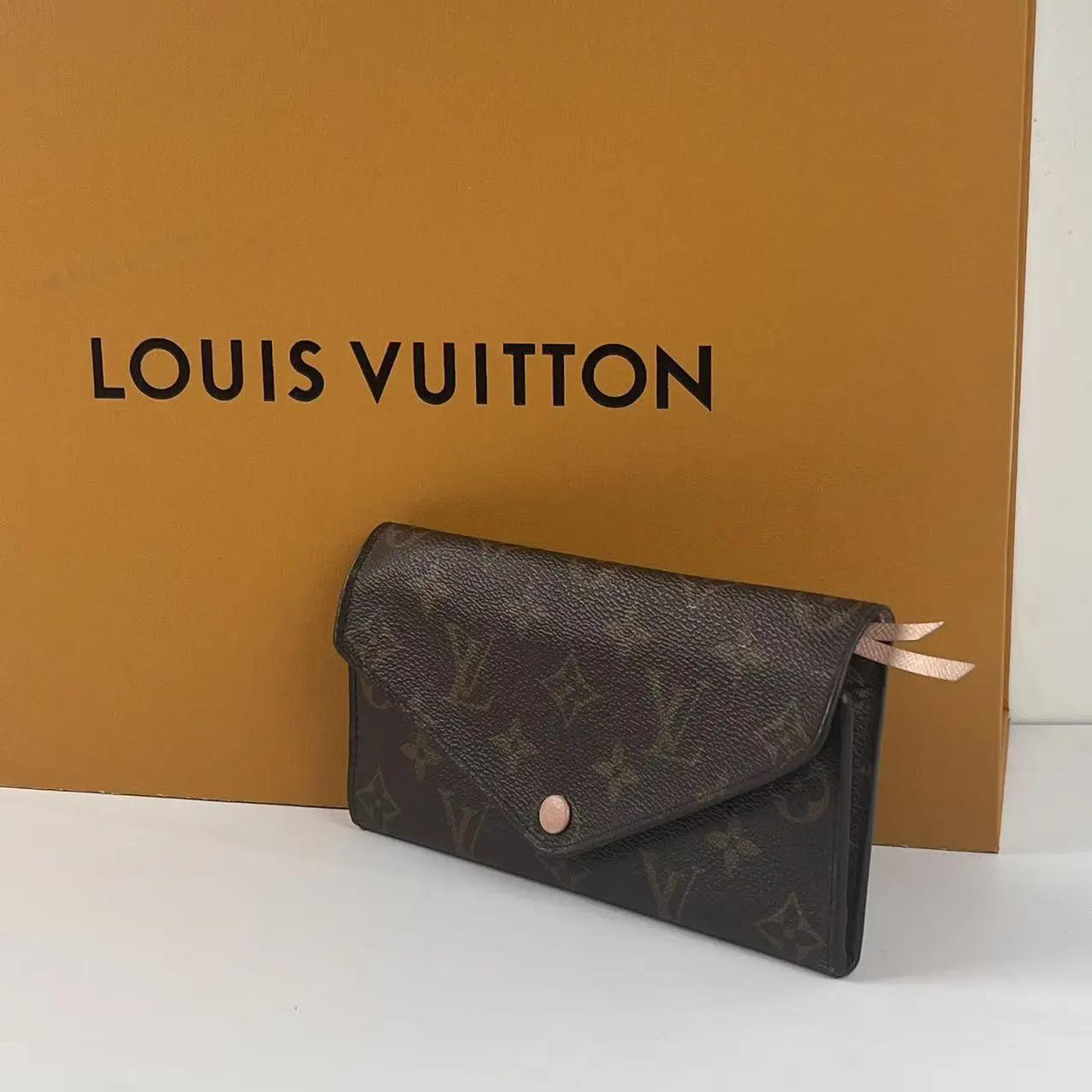 Pre-owned Louis Vuitton LV Monogram Sarah Pink Ribbon Long Wallet