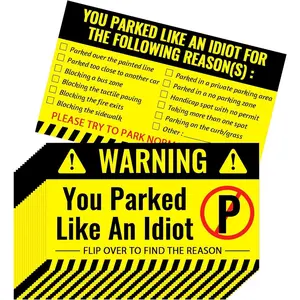 200 count Bad Parking Cards You Parked Like an Idiot Card 3.5 x 2 Inches Funny Parking Violation Stickers Cards with Multi Violation Reasons