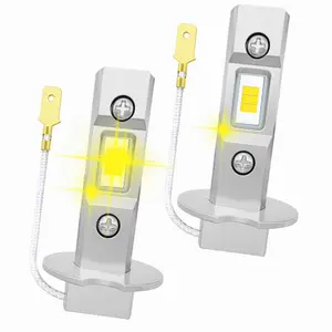 ODUKAKO H3 Light Bulb 2600K Yellow, 300% Super Bright, 1:1 Mini Size Plug-n-Play, No Flicker, 12V-38V Canbus Ready, For Cars Heavy Duty Trucks Fog Lamp DRL, Pack of 2
