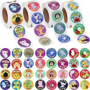 2000Pcs Reward Stickers, 4Rolls Animal Styles Teacher Motivational Sticker for School Classroom Supplies