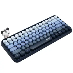 308i Wireless Bluetooth Keyboard, Retro Typewriter Design with Gradient Colorful Round Keycaps and Cute Magnetic Cat Doll, 84 Keys, Multi Device Keyboard for iPad/Laptop/PC/Win/Mac(Blue) # costume  craze
