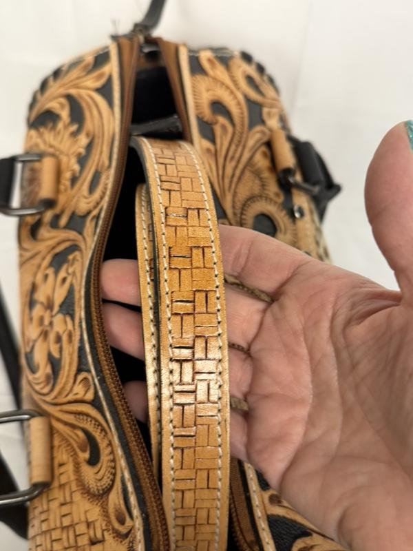 Tooled and cowhide mini