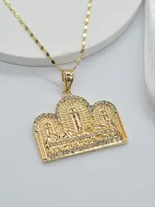 14k Gold-Plated Full-Diamond Last Supper Square Shaped Pendant Necklace for Men and Women, Faith Pendant Necklace, Religious Accessories, Daily Wear, Religious Commemorative Gift, Festive Jewelry