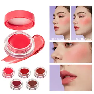 Face Blush Rouge Cream Lip Cheek Dual Use Easy Color Application Long-Lasting Natural Matte Finish Highlighter Makeup